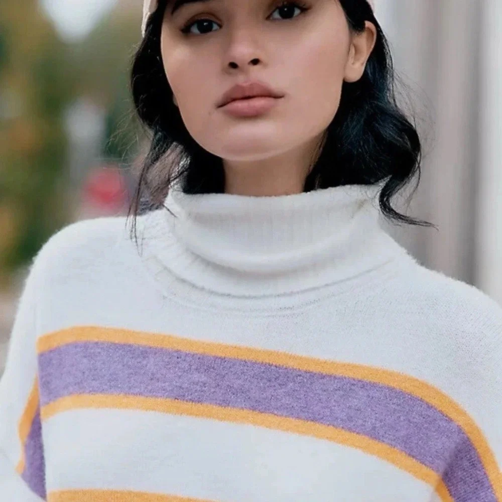Anthropologie Daily Practice Karigan Midi Sweater Dress XL Striped Turtleneck - Picture 2 of 9